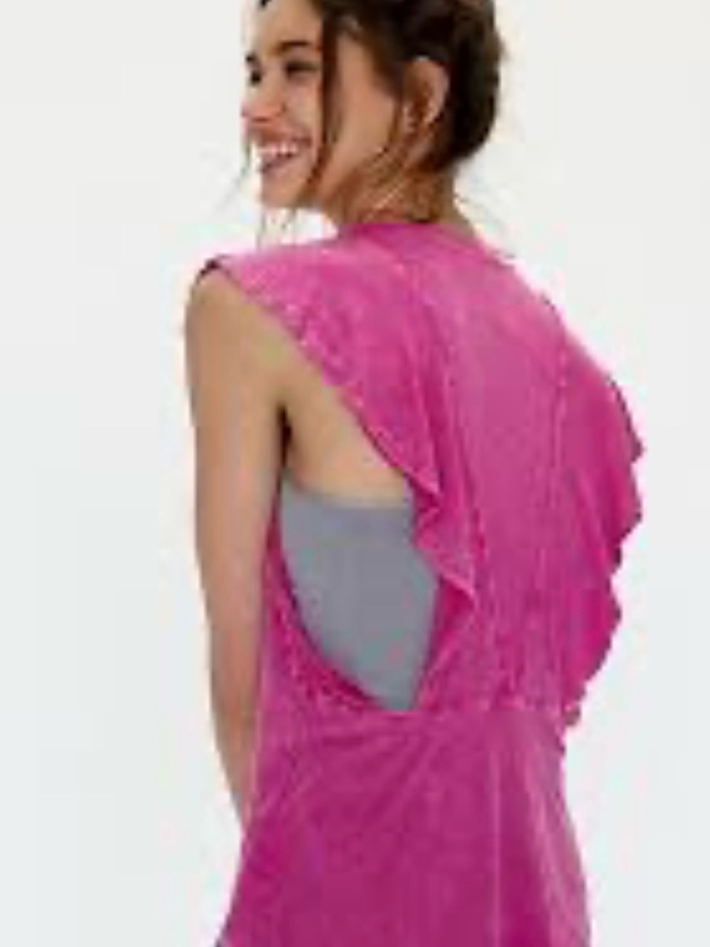 Free People Bright Pink Ruffle-Back Dress